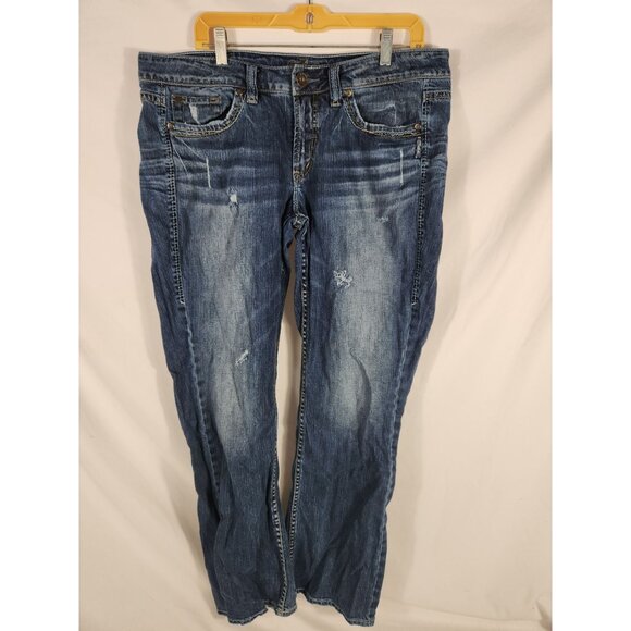 Lola Jeans Denim - Silver Womens Lola Plus Jeans Bootcut Distressed Western Festival Boho 16/31